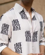 Cream Printed Shirt - Image 4