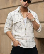 Cream Structured Cotton Kurta Shirt - Image 3