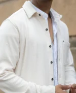 Cream Structured Shirt With Pocket - Image 5