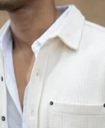 Cream Structured Shirt With Pocket - Image 6