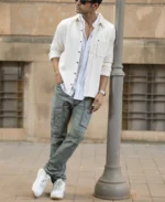 Cream Structured Shirt With Pocket - Image 8