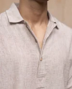 Dark Beige Slub Kurta Shirt - Image 4