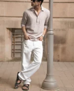 Dark Beige Slub Kurta Shirt - Image 6