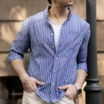Dark Blue Lightweight Stripe Shirt