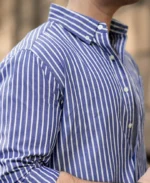 Dark Blue Lightweight Stripe Shirt - Image 5