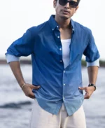 Dark Blue Ombre Stripe Shirt - Image 2