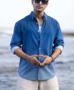 Dark Blue Ombre Stripe Shirt - Image 4