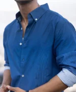 Dark Blue Ombre Stripe Shirt - Image 5