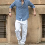 Dark Blue Slub Textured Shirt