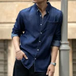 Dark Blue Washed Denim Shirt