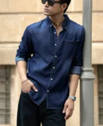 Dark Blue Washed Denim Shirt