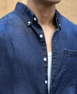 Dark Blue Washed Denim Shirt - Image 4