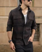 Dark Brown Brushed Checks Shirt