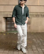 Dark Olive Knit Shirt With Pockets