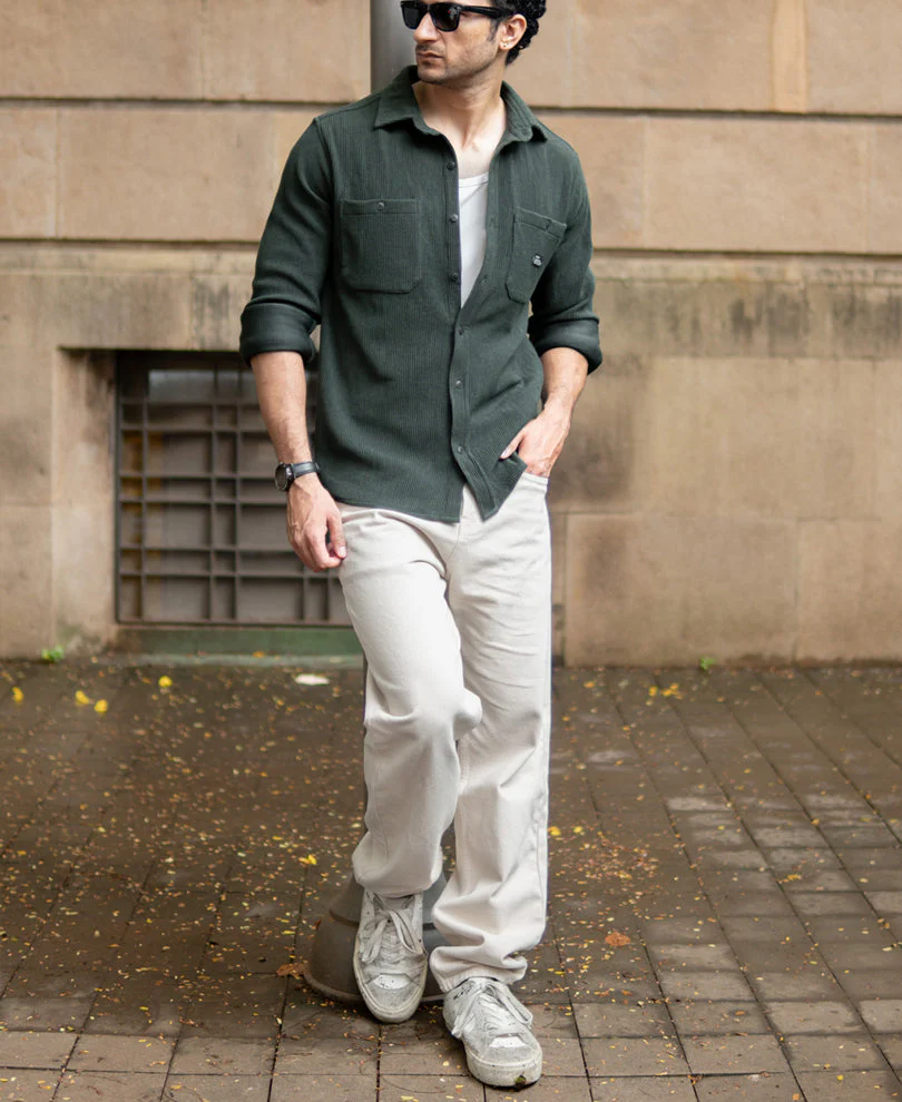 Dark Olive Knit Shirt With Pockets4 Dark Olive Knit Shirt With Pockets - Image 1