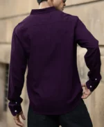 Dark Purple Linen Blend Shirt - Image 3