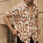 Dark Tan Printed Structured Shirt