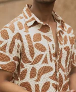 Dark Tan Printed Structured Shirt - Image 3