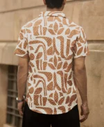 Dark Tan Printed Structured Shirt - Image 5