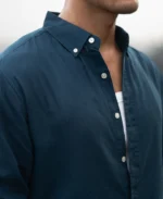 Dark Teal Linen Blend Shirt - Image 5