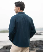Dark Teal Linen Blend Shirt - Image 3