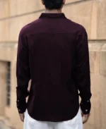 Dark Wine Linen Blend Shirt - Image 3