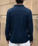Denim Knit Structured Stripe Shirt - Image 3