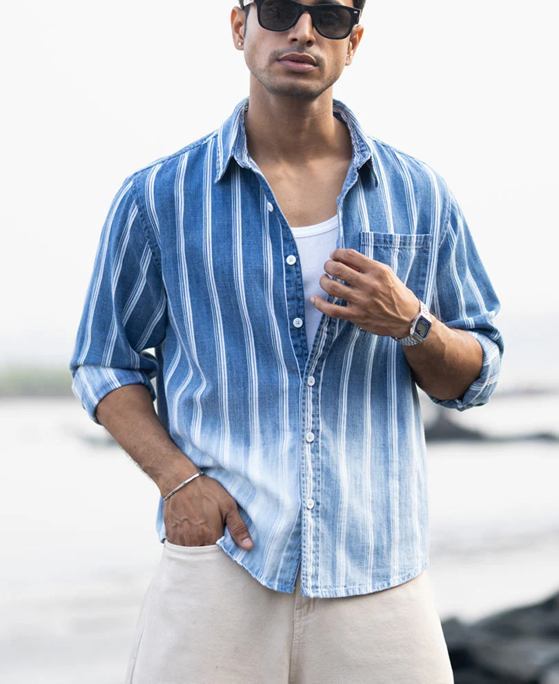 Denim Stripe Ombre Shirt Denim Stripe Ombre Shirt - Image 1