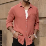 Dusty Coral Crinkled Shirt