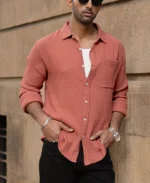 Dusty Coral Crinkled Shirt