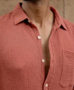 Dusty Coral Crinkled Shirt - Image 4