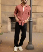 Dusty Coral Crinkled Shirt - Image 2