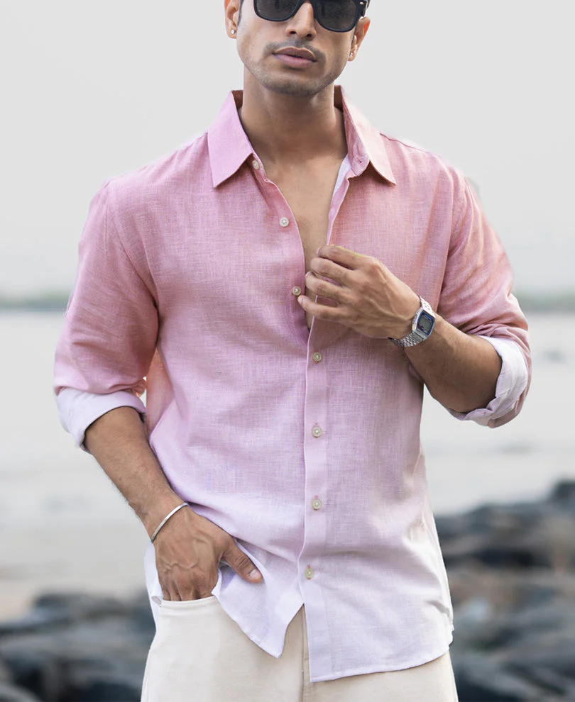 Dusty Pink Lightweight Ombre Shirt2 Dusty Pink Lightweight Ombre Shirt - Image 1