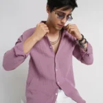 Elegant Lilac Double Cloth Shirt
