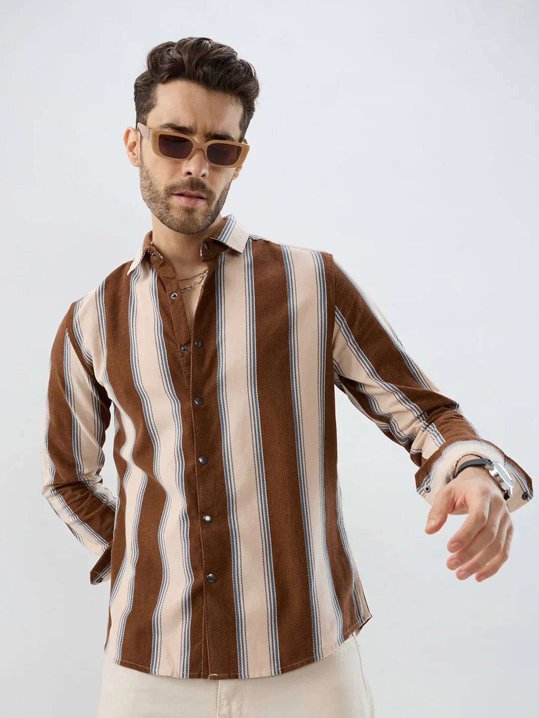 Luxe Meadow Weave Herringbone Multi Striped Corduroy Shirt1 Luxe Meadow Weave Herringbone Multi Striped Corduroy Shirt - Image 1