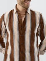 Luxe Meadow Weave Herringbone Multi Striped Corduroy Shirt - Image 3