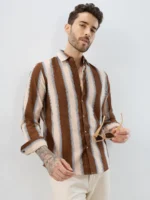 Luxe Meadow Weave Herringbone Multi Striped Corduroy Shirt - Image 4