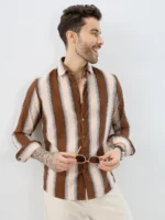 Luxe Meadow Weave Herringbone Multi Striped Corduroy Shirt - Image 5