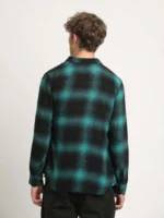 Men’s Teal & Black Plaid Casual Shirt - Image 4