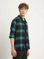 Men’s Teal & Black Plaid Casual Shirt - Image 3