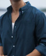 Moonlight Blue Linen Blend Shirt - Image 4