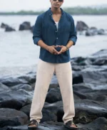 Moonlight Blue Linen Blend Shirt - Image 2