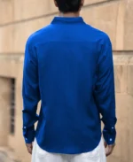 Vivid Blue Linen Blend Shirt - Image 3
