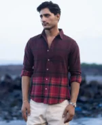 Wine Ombre Checks Shirt - Image 5