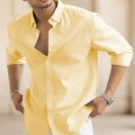 Yellow Microchecks Oxford Shirt