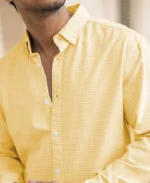 Yellow Microchecks Oxford Shirt - Image 4