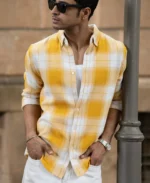 Yellow Structured Checks Buttondown Shirt - Image 7