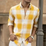 Yellow Structured Checks Buttondown Shirt