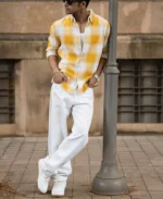 Yellow Structured Checks Buttondown Shirt - Image 2