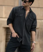 Charcoal-washed-denim-shirt Charcoal Washed Denim Shirt - Image 5